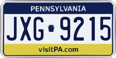 PA license plate JXG9215