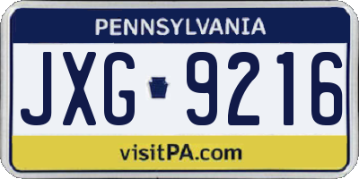 PA license plate JXG9216