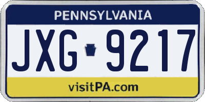 PA license plate JXG9217