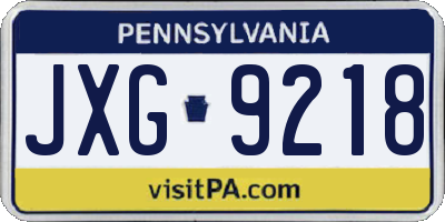 PA license plate JXG9218