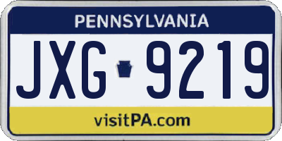 PA license plate JXG9219