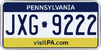 PA license plate JXG9222