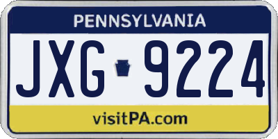 PA license plate JXG9224