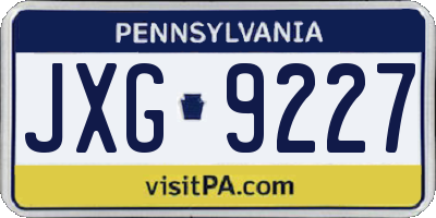 PA license plate JXG9227