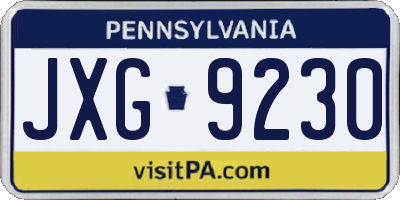 PA license plate JXG9230