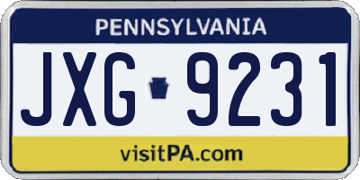 PA license plate JXG9231