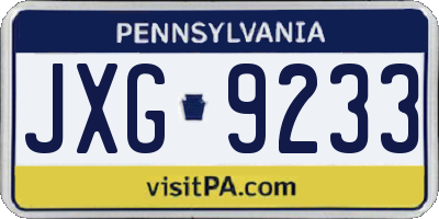 PA license plate JXG9233