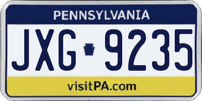 PA license plate JXG9235