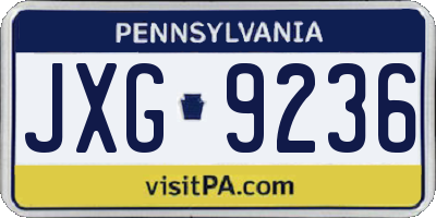PA license plate JXG9236