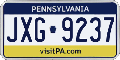PA license plate JXG9237