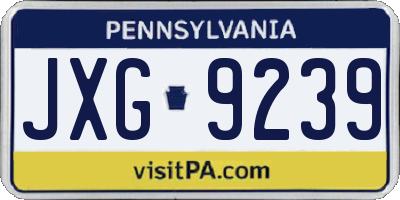 PA license plate JXG9239