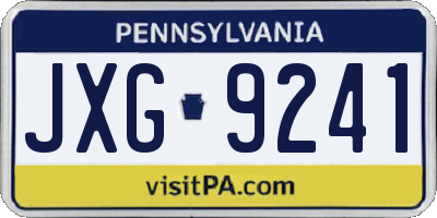 PA license plate JXG9241