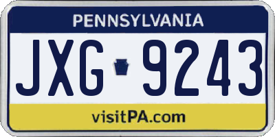 PA license plate JXG9243