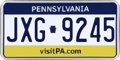PA license plate JXG9245