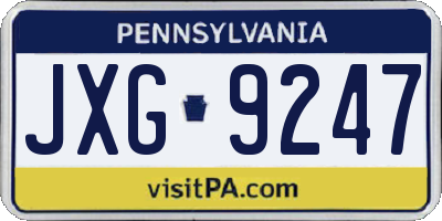 PA license plate JXG9247
