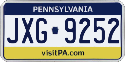 PA license plate JXG9252