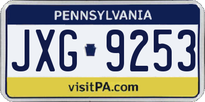 PA license plate JXG9253