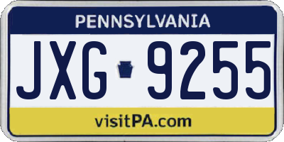 PA license plate JXG9255