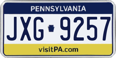 PA license plate JXG9257