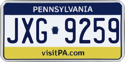 PA license plate JXG9259