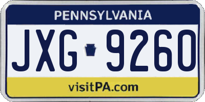 PA license plate JXG9260