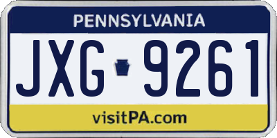PA license plate JXG9261