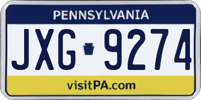 PA license plate JXG9274