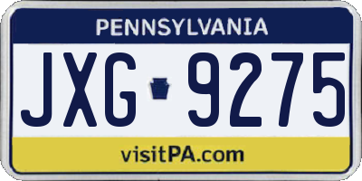 PA license plate JXG9275