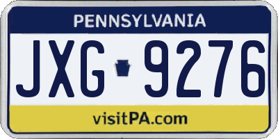 PA license plate JXG9276
