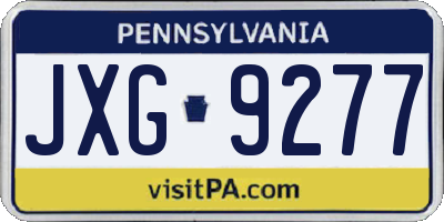 PA license plate JXG9277