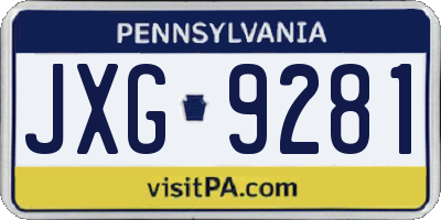 PA license plate JXG9281