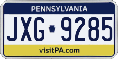 PA license plate JXG9285