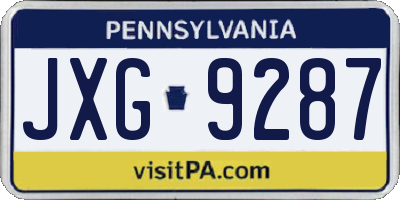 PA license plate JXG9287