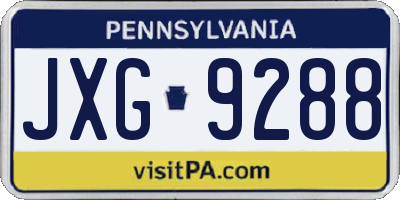 PA license plate JXG9288