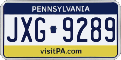 PA license plate JXG9289