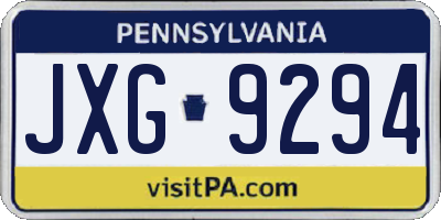 PA license plate JXG9294