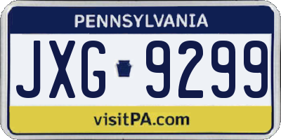 PA license plate JXG9299