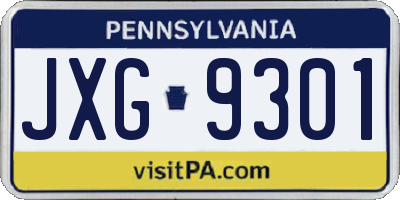 PA license plate JXG9301