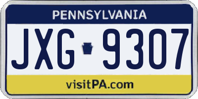 PA license plate JXG9307