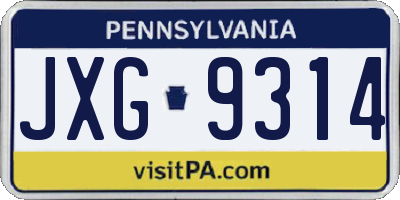 PA license plate JXG9314