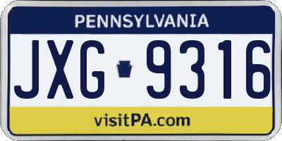 PA license plate JXG9316