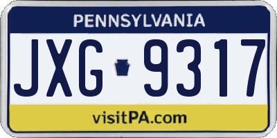 PA license plate JXG9317
