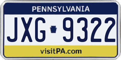 PA license plate JXG9322