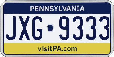 PA license plate JXG9333