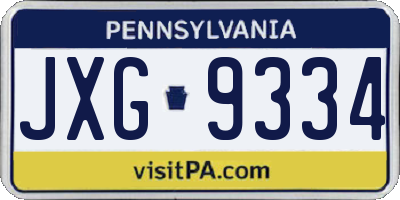 PA license plate JXG9334