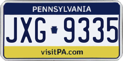 PA license plate JXG9335