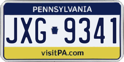 PA license plate JXG9341