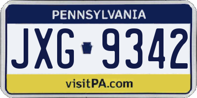 PA license plate JXG9342