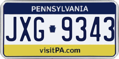 PA license plate JXG9343