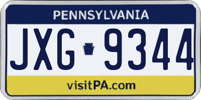PA license plate JXG9344